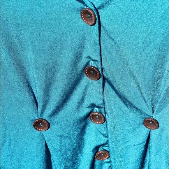CSC Studio Aqua Short Sleeve Blouse, Stretchy, Button-Up, Business Casual - Picture 4 of 7
